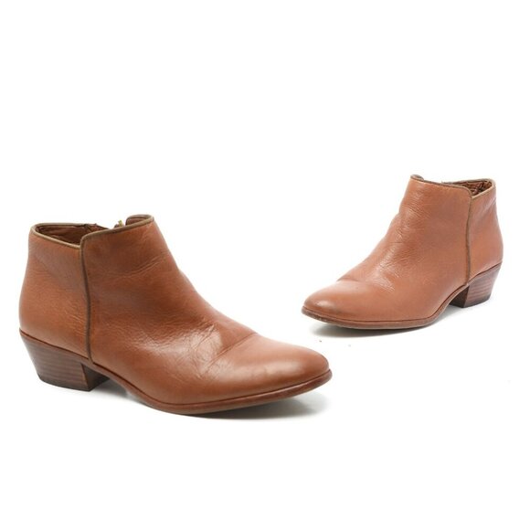 Sam Edelman Betty Ankle Bootie Western Boots Brown Tan Side Zipper Stacked Heel - Picture 10 of 10